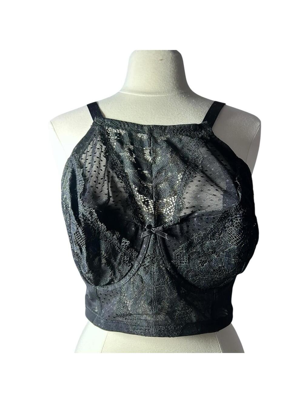 CACIQUE women’s black longline underwired cami high neck 42DD bra NWOT